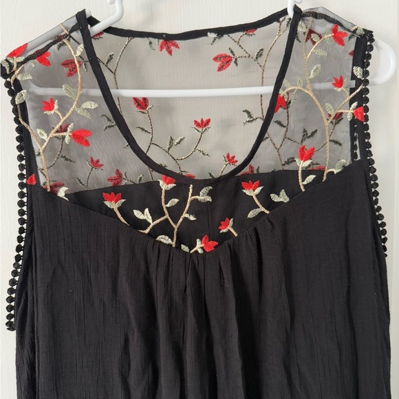 Vintage Black Dress with Floral Embroidery - Picture 3 of 8